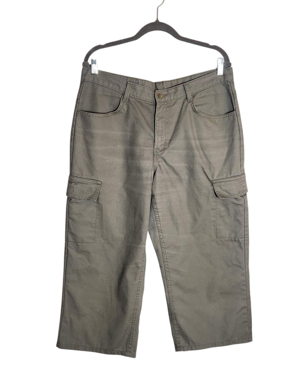 Lee Riders Olive Green Wide Leg Cargo Cropped Jeans Size 16